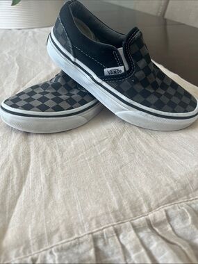 Vans Checkerboard Slip-On Sneakers in Black and Gray